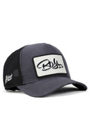 boss logolu antrasit-siyah trucker sapka
