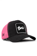 boss logolu cordura siyah-pembe trucker sapka
