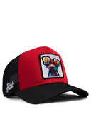 Black & Red Trucker Hat with Chameleon Patch - BlackBork