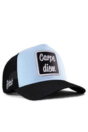carpe diem logolu siyah-buz mavi trucker sapka