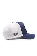 cizgifilm logolu cordura lacivert-beyaz trucker sapka