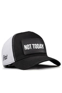 cordura not today logolu siyah-beyaz trucker sapka