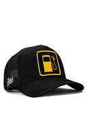 dm logolu siyah trucker sapka