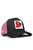 dudak logolu siyah-pembe trucker sapka