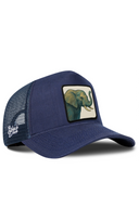 Cordura Navy Trucker Hat with Elephant - 1bs Patch - BlackBork