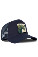 Navy Trucker Hat with Elephant - 1bs Patch - BlackBork