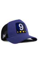 futbol sar lacivert logolu siyah-mavi trucker sapka