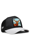 geyik logolu beyaz-siyah trucker sapka