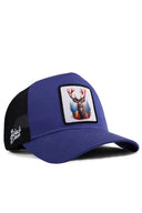 geyik logolu siyah-mavi trucker sapka