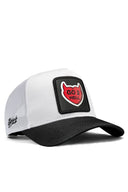 go 2 hell logolu siyah-beyaz trucker sapka
