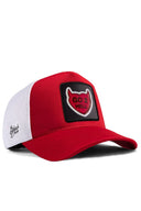 go 2 hell logolu krmz-beyaz trucker sapka