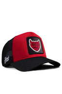 go hell logolu siyah-krmz trucker sapka
