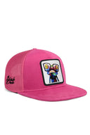 hip hop kids bukalemun logolu pembe cocuk trucker sapka