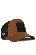 Camel & Black Trucker Hat with Hustle Patch - BlackBork