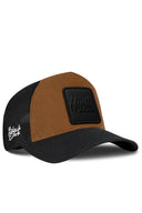 Black & Camel Trucker Hat with Hustle Patch - BlackBork