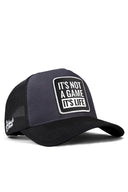 it's not a game logolu siyah-antrasit trucker sapka
