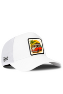 White Trucker Hat with Caravan Patch - BlackBork