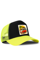 Neon & Black Trucker Hat with Caravan Patch - BlackBork