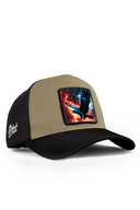 karga logolu siyah-vizon trucker sapka
