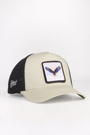 kartal logolu bej-siyah trucker sapka