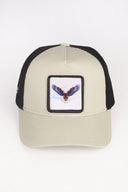 kartal logolu bej-siyah trucker sapka