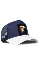 Cordura White & Navy Trucker Hat with Eagle Patch - BlackBork