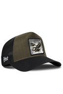 Cordura Black & Khaki Trucker Hat with Eagle Patch - BlackBork