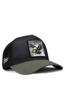kartal logolu logolu haki-siyah trucker sapka