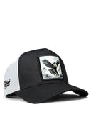 Black & White Trucker Hat with Eagle Patch - BlackBork