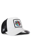 kedi logolu beyaz-siyah trucker sapka