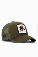 Kids Khaki Trucker Hat with Lion Patch - BlackBork