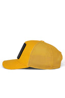 Yellow Kids Trucker Hat with Lion Patch