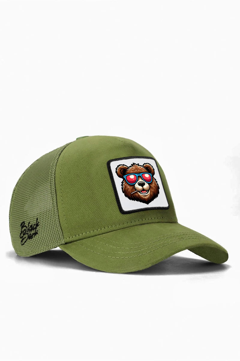Green BlackBörk Trucker Hat with Bear patch