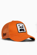 Kids Orange Trucker Hat with Panda Patch - BlackBork