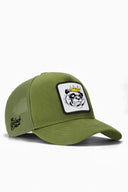 kids panda logolu yesil cocuk trucker sapka