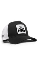 king logolu cordura siyah-beyaz trucker sapka