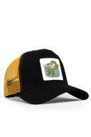 konfor kazan logolu siyah-sar trucker sapka