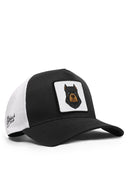 kopek logolu cordura siyah-beyaz trucker sapka