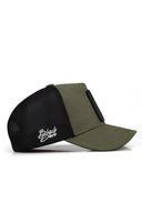kurt logolu haki-siyah trucker sapka