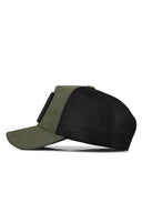 kurt logolu haki-siyah trucker sapka