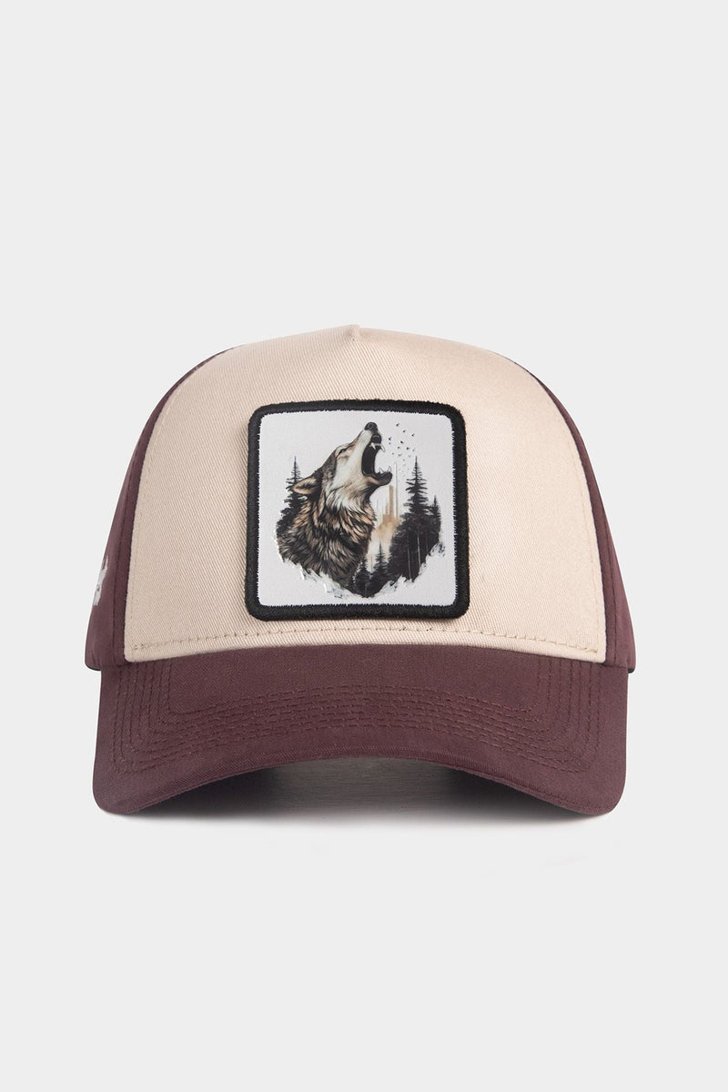 Brown & Beige BlackBörk Baseball Cap with Wolf patch