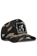 Camo Baseball Cap with Wolf Patch - BlackBork