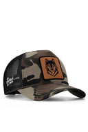 kurt logolu kamuflaj-siyah trucker sapka