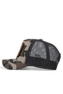 kurt logolu kamuflaj-siyah trucker sapka