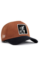 Navy & Camel Baseball Cap with Wolf Patch - BlackBork
