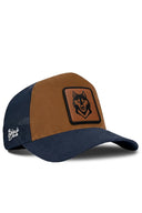 Navy & Camel Trucker Hat with Wolf Patch - BlackBork