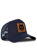 Navy Trucker Hat with Wolf Patch - BlackBork