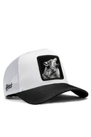 kurt logolu siyah-beyaz trucker sapka