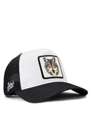 kurt logolu siyah-beyaz trucker sapka