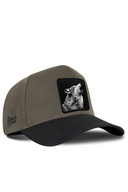 Black & Khaki Baseball Cap with Wolf Patch - BlackBork